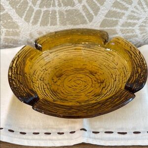 Vintage Anchor Hocking Amber Soreno Ripple glass ashtray